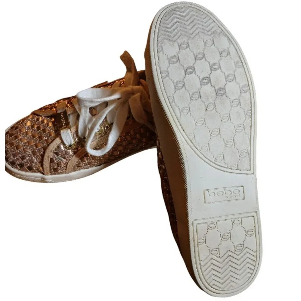 BEBE SPORT Two Tone Gold Metallic Sneakers 7M - EUC - Picture 13 of 14